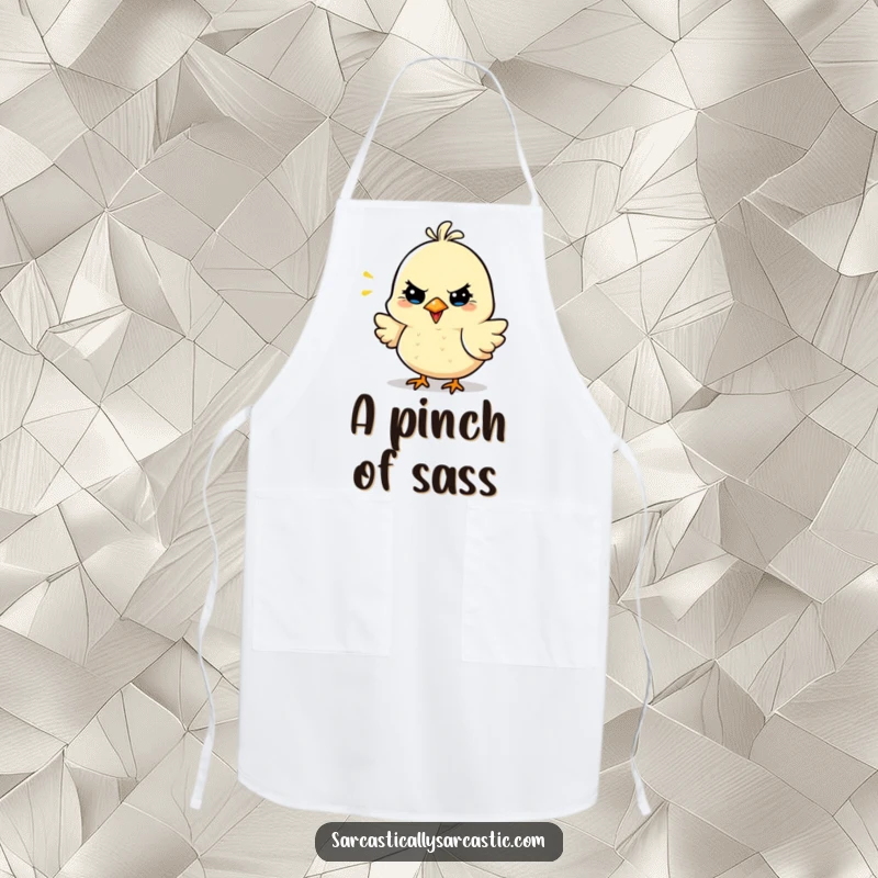 Funny Sarcastic Bird Apron featuring a cheerful bird character, perfect for kitchen duties with a witty, sassy twist.