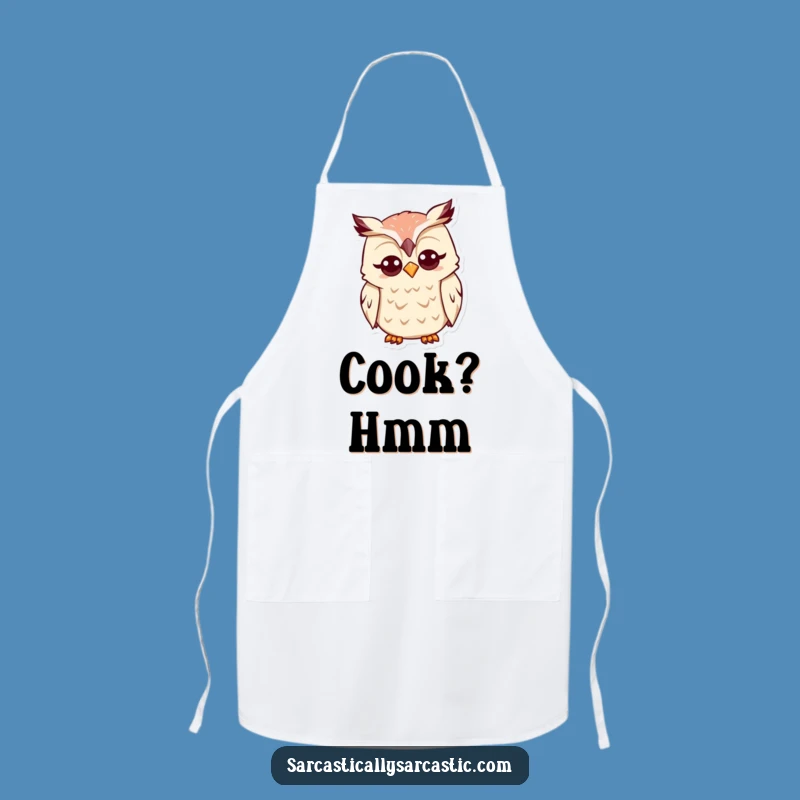 Funny Kawaii Owl Apron: Ponder While You Cook, Perfect for Curious Chefs Funny Gift!
