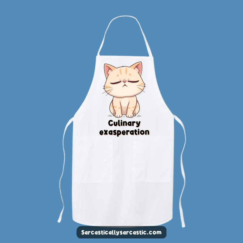 Funny Cat Eye Roll Apron: Dramatic Chef's Exasperated Kitchenwear