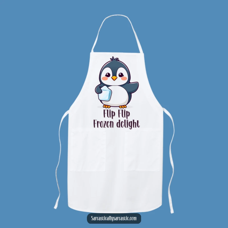 Kawaii Penguin Ice Cube Apron, Cool Kitchen Fun Funny Gift