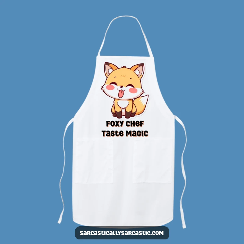 Kawaii Fox Tongue Out Apron, Cute Kitchen Fun Funny Gift