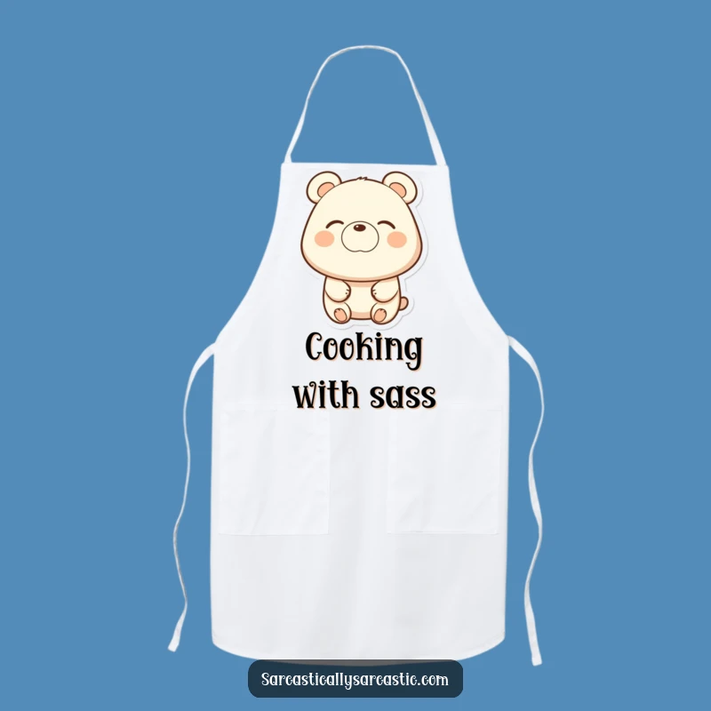 Funny Bear Eye-Roll Apron: Hilarious Kitchen Gift for Relatable Cooks