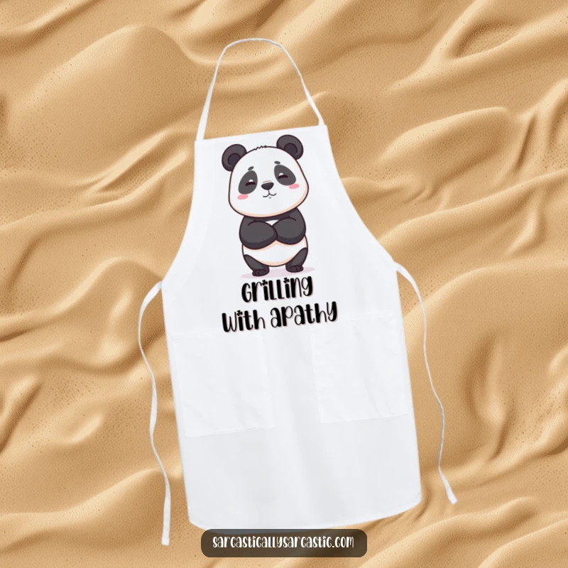 Funny apron with a panda crossing its arms and giving a deadpan expression, great for impassive chefs, a funny gift.