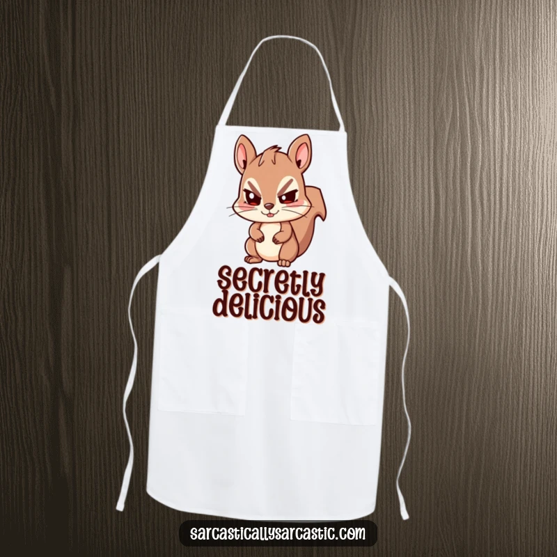 Funny Kawaii Squirrel Apron: A cute squirrel gives a funny, sly wink, ideal for playful kitchen activities.