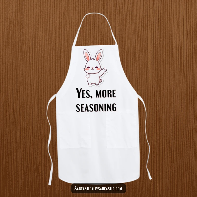 Funny Apron: Kawaii rabbit with a slow, deliberate nod, perfect for chefs who embrace agreeable cooking and gentle affirmation, a great funny gift.