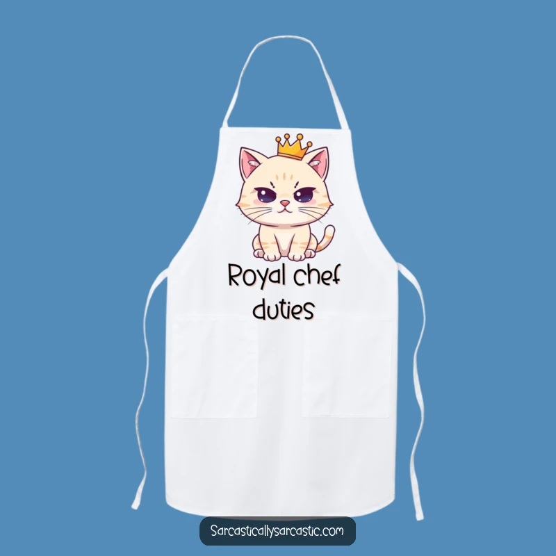 Funny Royal Chef Cat Apron: Deadpan Stare Kitchen - Hilarious Funny Gift!