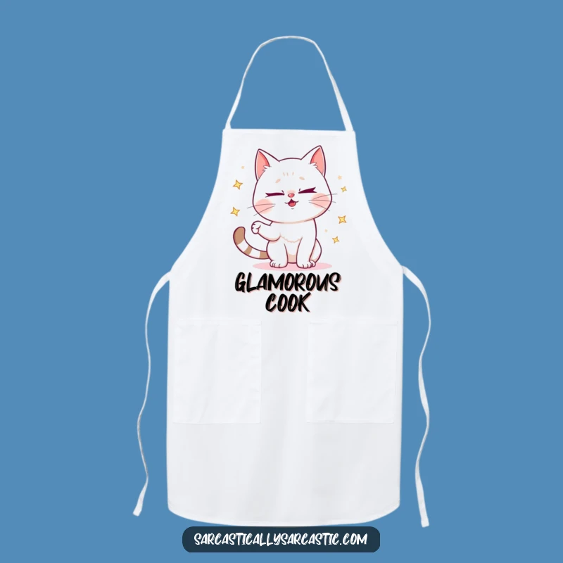 Funny Cat Apron - Mischievous Wink Sparkle Chef Gift