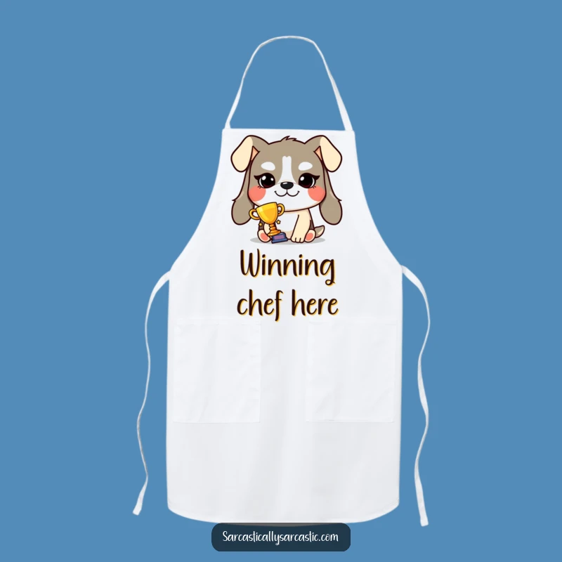 Funny Smug Dog Trophy Apron - Victorious Kitchen Wear, Perfect Funny Gift