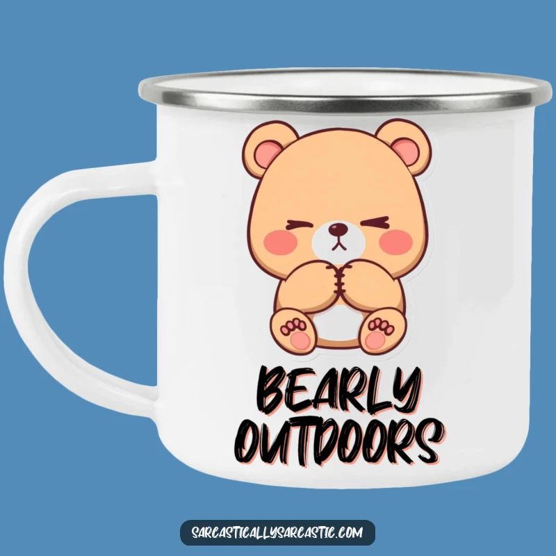 Funny Bear Camping Mug: Subtle Eye-Roll for Unamused Adventures