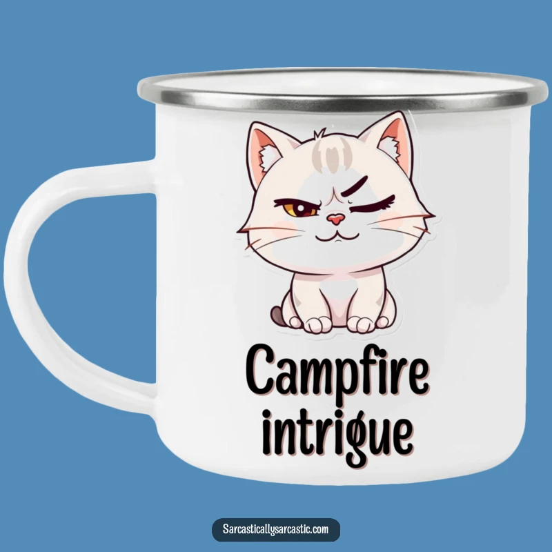 Funny Cat Smirk Camping Mug: Your Sassy Companion for Outdoor Adventures