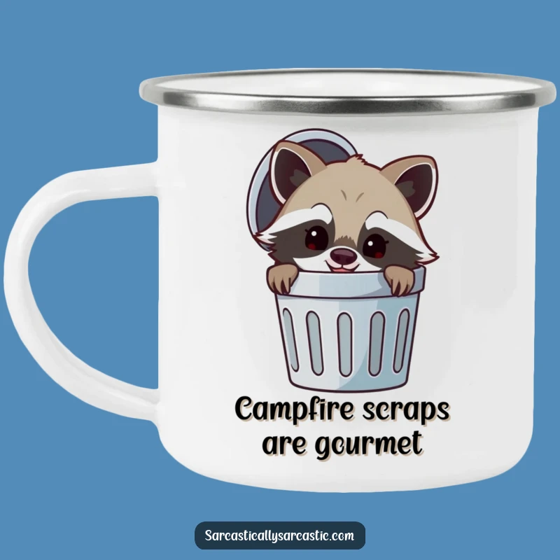 Funny Raccoon Trash Enamel Mug: Adventure with Mischief - Your Perfect Funny Camp Gift