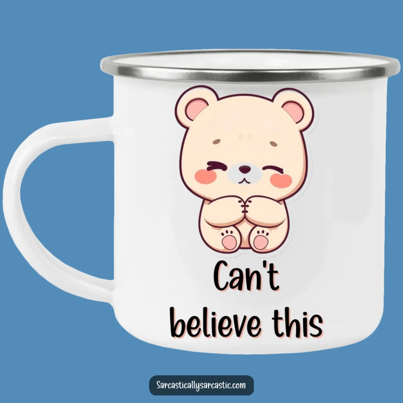 Funny Eye-Roll Bear Camping Mug - Durable Kawaii Style, Perfect Outdoor Gift