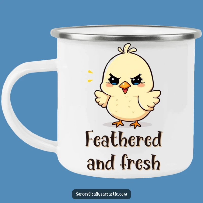 Funny Sarcastic Bird Camping Mug - Witty Chirp Enamel Cup, Outdoor Humor Gift