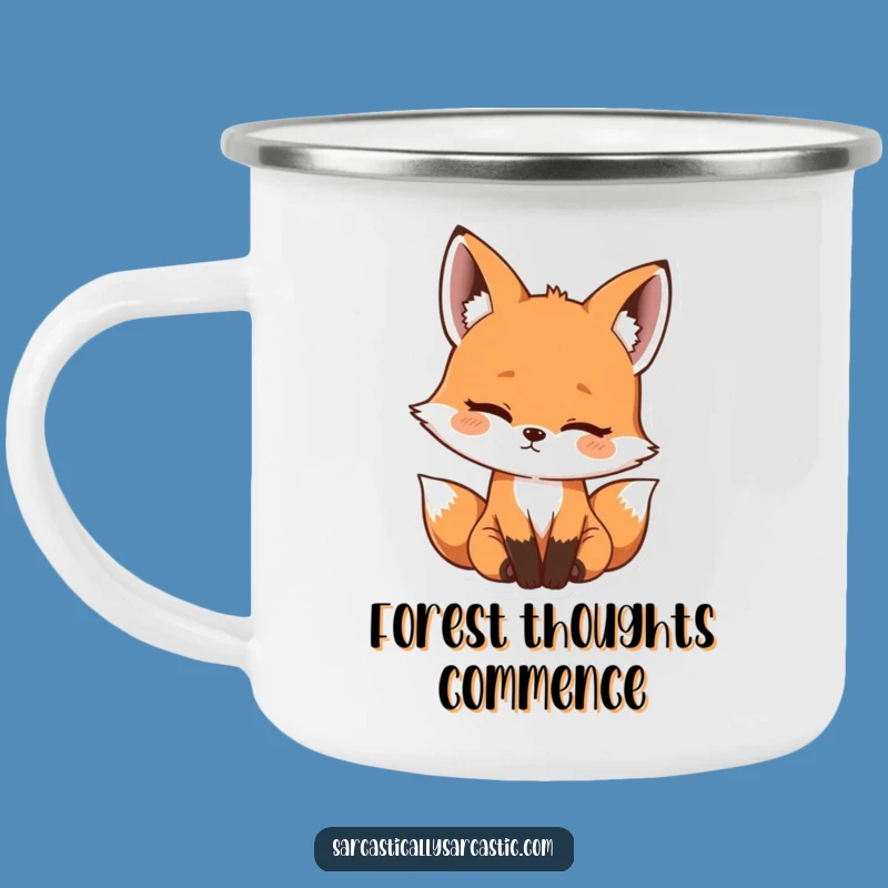 Funny Kawaii Fox Camping Mug: Rugged Amused Head Tilt, Ideal Funny Gift for Outdoors
