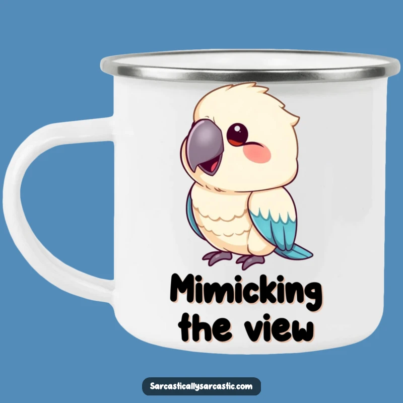 Funny Parrot Mimic Camp Mug: Share Campfire Chuckles with Flair!