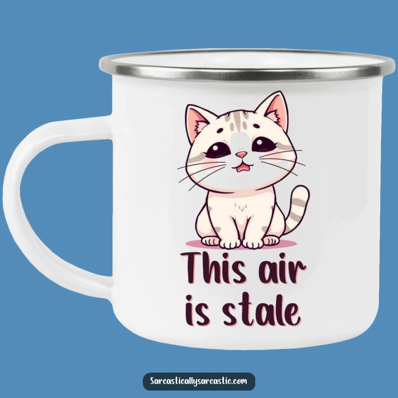 Funny Kawaii Cat Sigh Camping Mug: Adventure with Humorous Sips