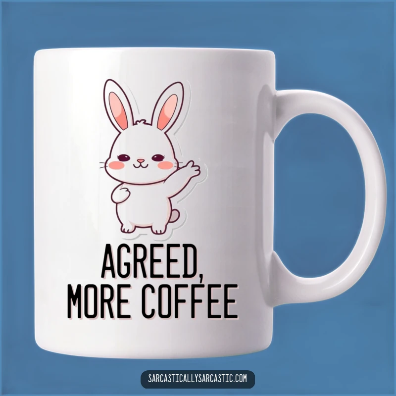 Funny Rabbit Nod Mug: Kawaii Character Agreeing Slowly, Perfect Funny Gift!
