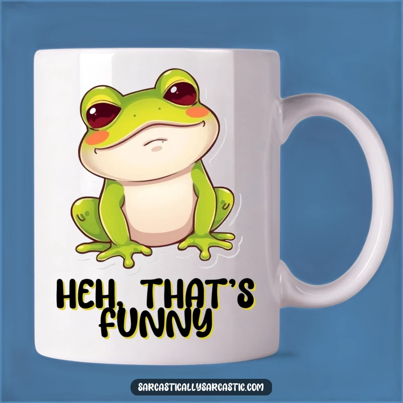 Funny Frog Chuckle Mug: Amused Brow Raise Dry Humor Gift