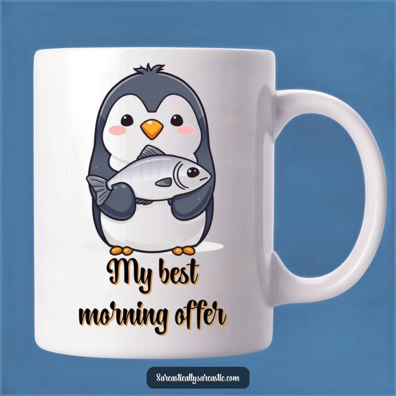 Funny Penguin Fish Gift Mug: Deadpan Humor for Collectors