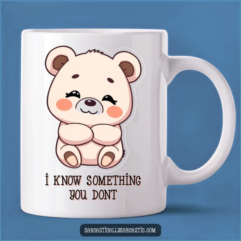 Kawaii Bear Smirk Mug, Adorable Funny Gift for Bear Lovers