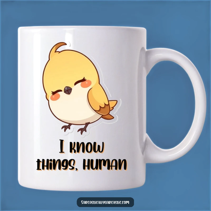 Funny Bird Mug Gift: Head Cocking Smirk Character, Perfect Humorous Present
