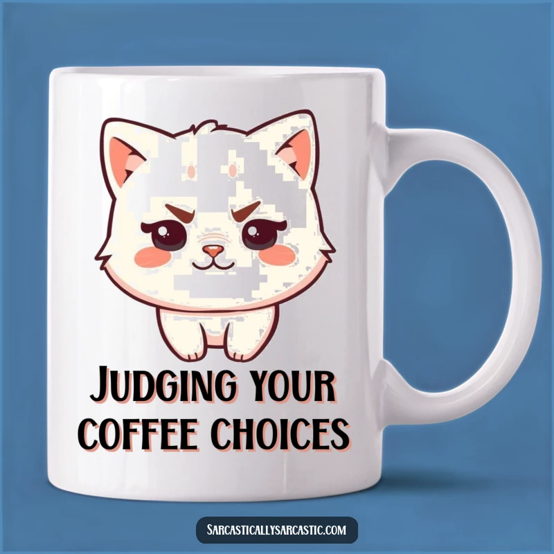 Funny Kawaii Cat Mug: Sassy Eyebrow Smirk, Perfect Gift for Cat Lovers