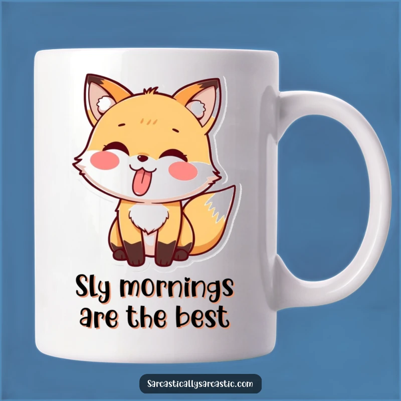 Kawaii Fox Tongue Out Mug, Playful Cute Funny Gift