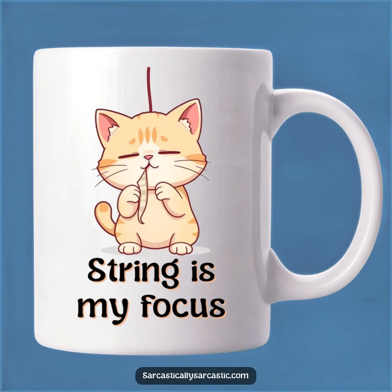 Funny Cat Mug: Playful String Batting, Perfect Funny Gift for Cat Owners