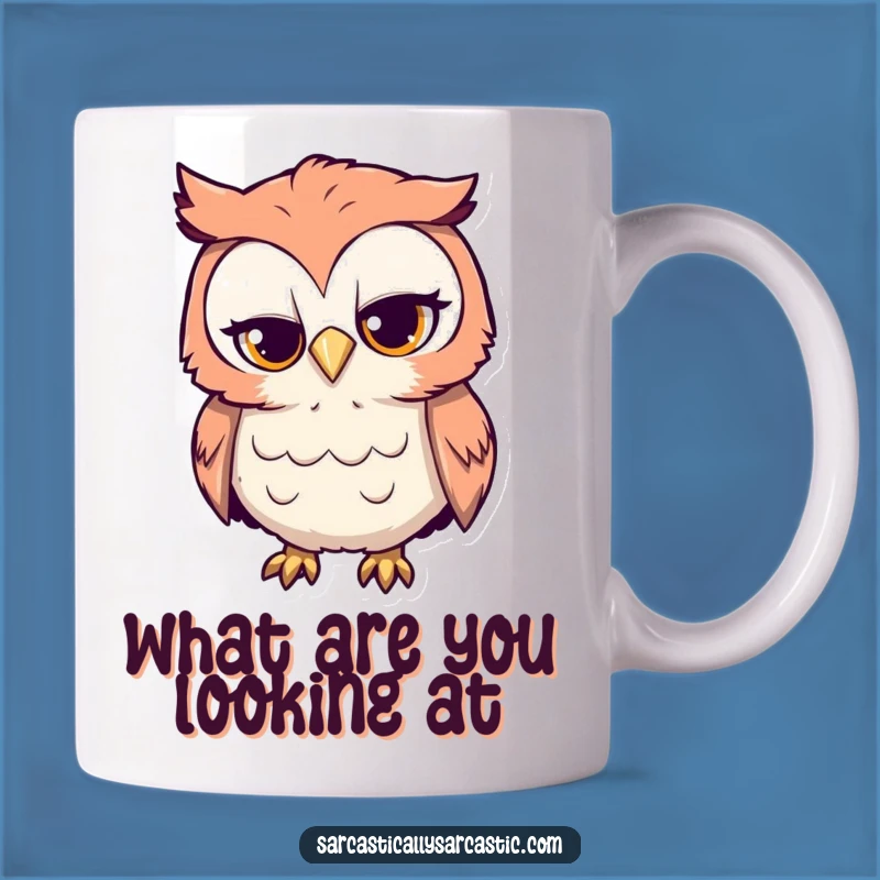 Funny Curious Owl Mug: Sarcastic Bird Head Tilt Drinkware, Perfect Gift for Wit Lovers