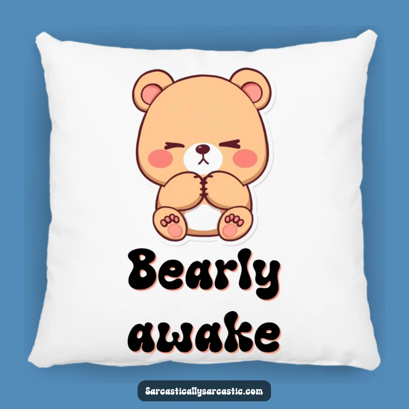 Funny Bear Pillow: Unimpressed Comfort with a Subtle Eye-Roll