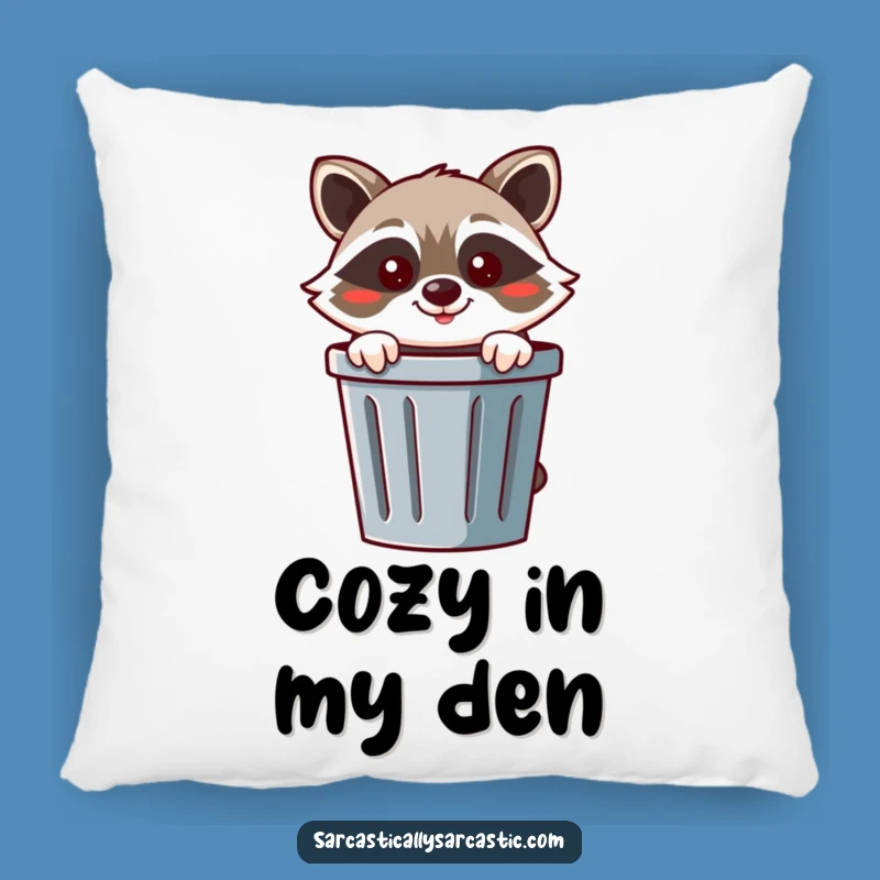 Funny Raccoon Pillow: Cheerful Bandit Comfort, Perfect Gift!