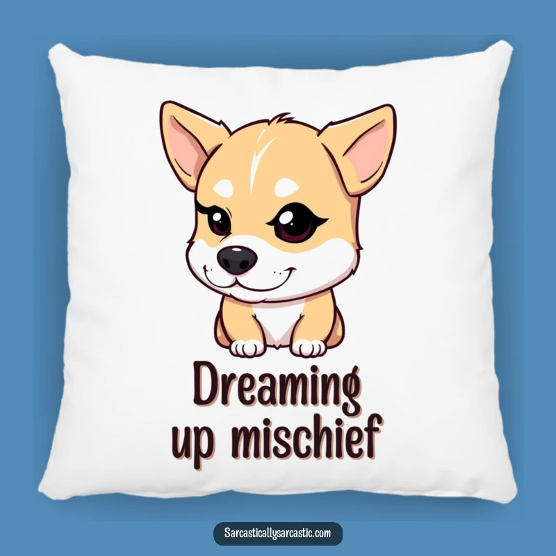 Funny Dog Smirk Pillow: Cozy Winking Pup's Decorative Accent Pillow