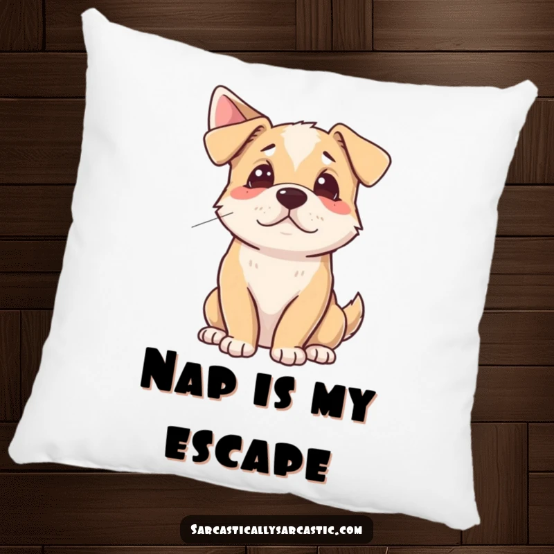 Funny Pillow featuring a dog dramatically sighing while looking away, offering soft comfort and humorous canine emotion.