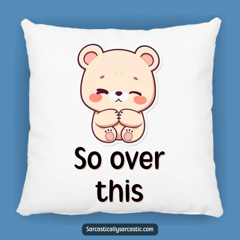 Funny Eye-Roll Bear Pillow - Kawaii Comfort, Subtle Accent for Home, Great Gift