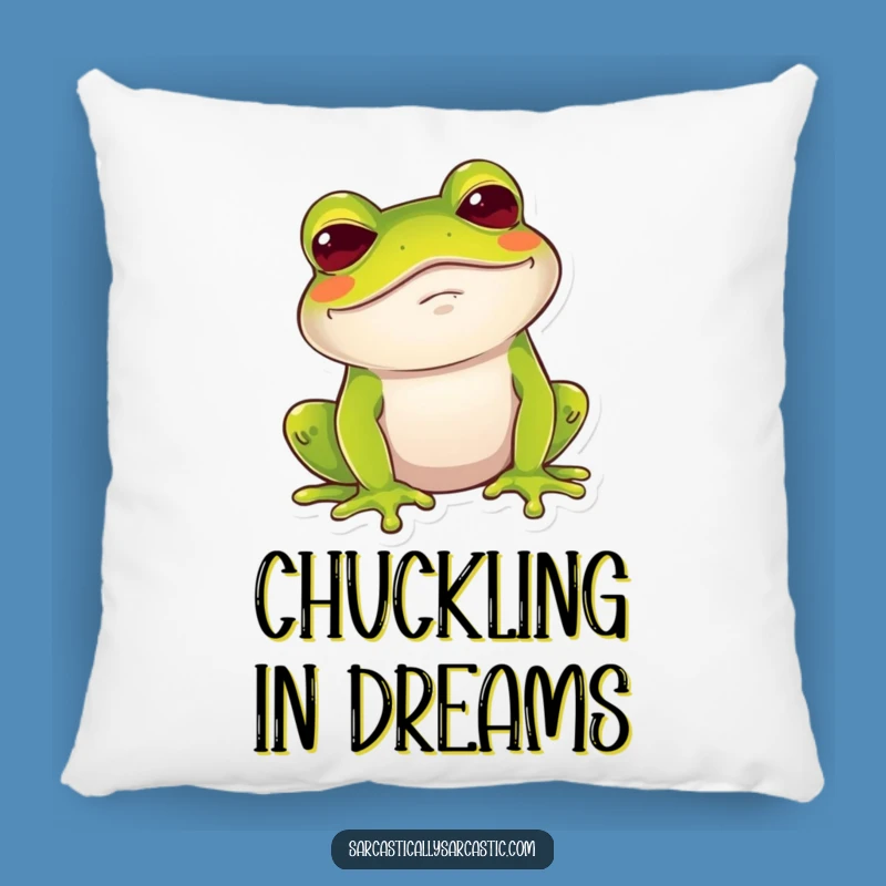 Funny Frog Chuckle Pillow: Cozy Amused Brow Raise Pillow
