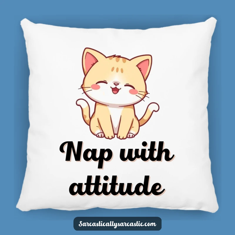 Funny Kawaii Cat Smirk Pillow - Soft Cuddles with a Hint of Sarcasm
