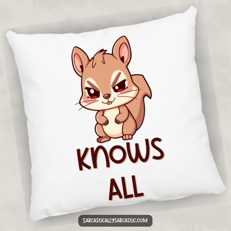 Funny Kawaii Squirrel Pillow: A soft cushion with a cute squirrel giving a funny, sly, knowing wink.