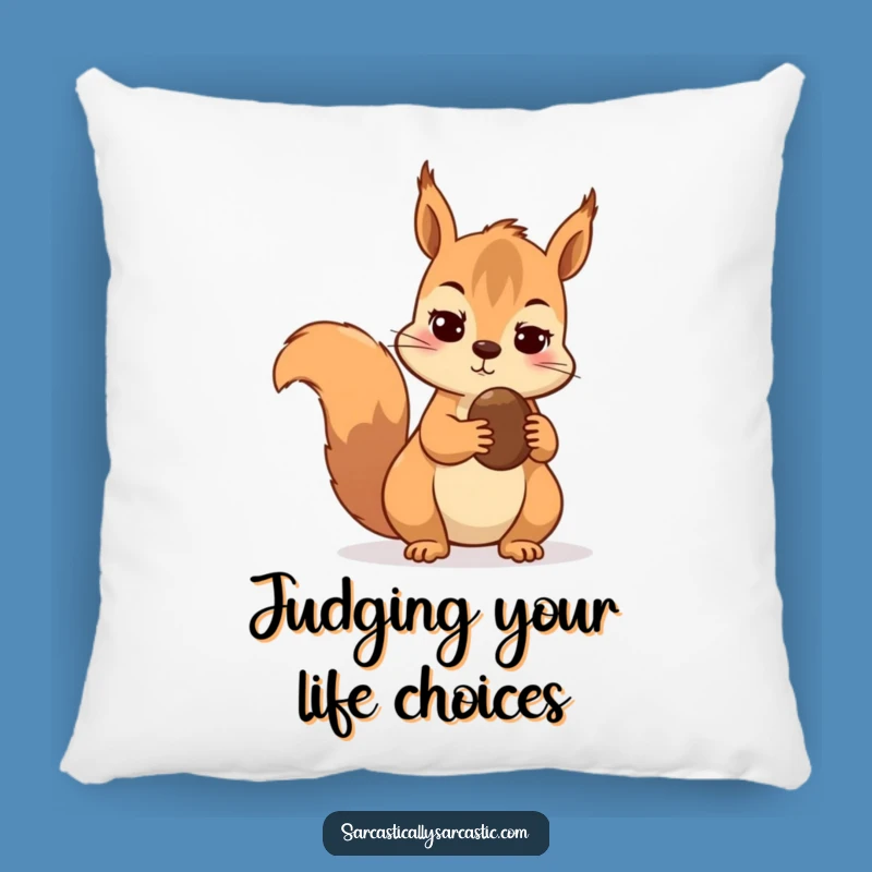 Funny Skeptical Squirrel Pillow - Cozy & Hilarious Accent for Your Couch