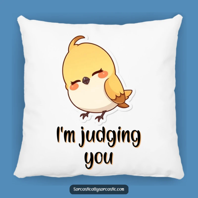 Funny Bird Pillow: Comfy Head Cock Smirk Character Cushion, Humorous Gift