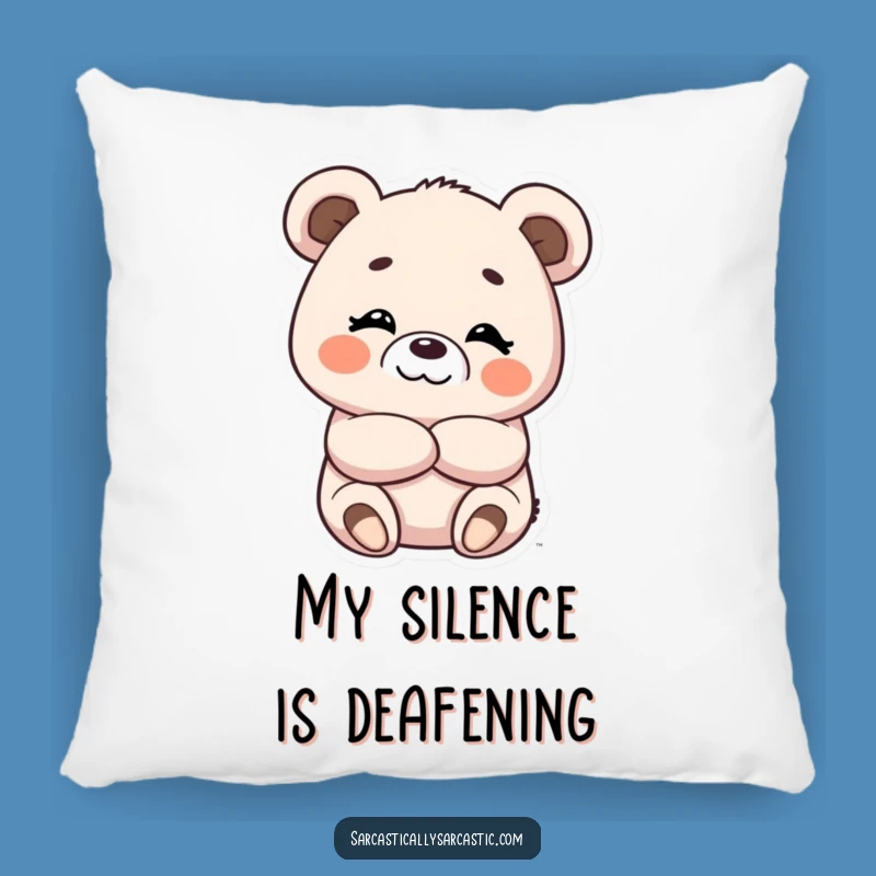 Kawaii Bear Smirk Pillow, Soft Cuddles with a Smirk