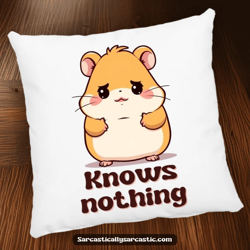 Funny Kawaii Hamster Pillow: A soft cushion with a cute hamster shrugging comically with a deadpan, funny expression.