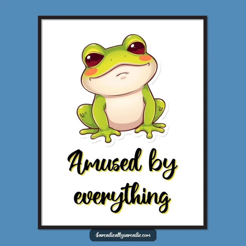Funny Frog Chuckle Digital Art: Amused Brow Raise Print