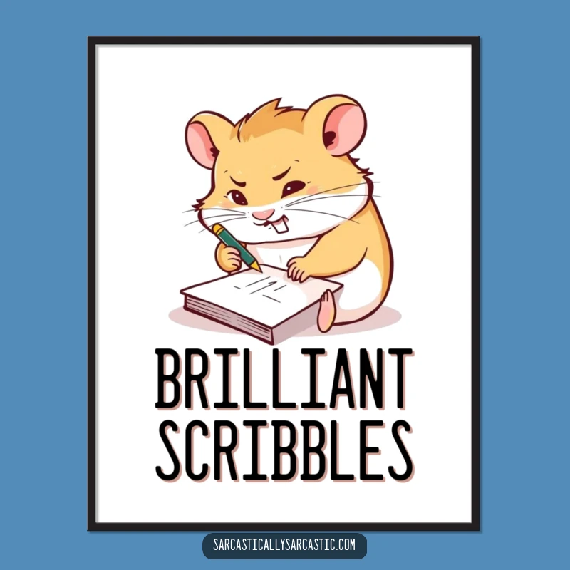Funny Scribbling Hamster Digital Print: Instant Creativity for Your Space!
