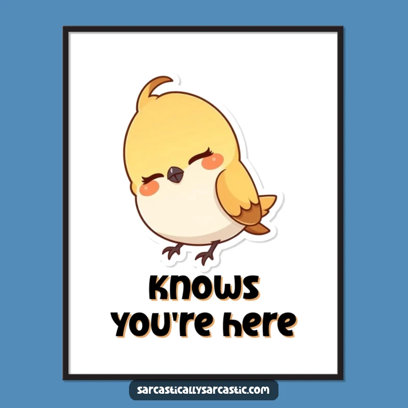 Funny Bird Digital Art Print: Smirking Head Cock Character, Humorous Instant Gift