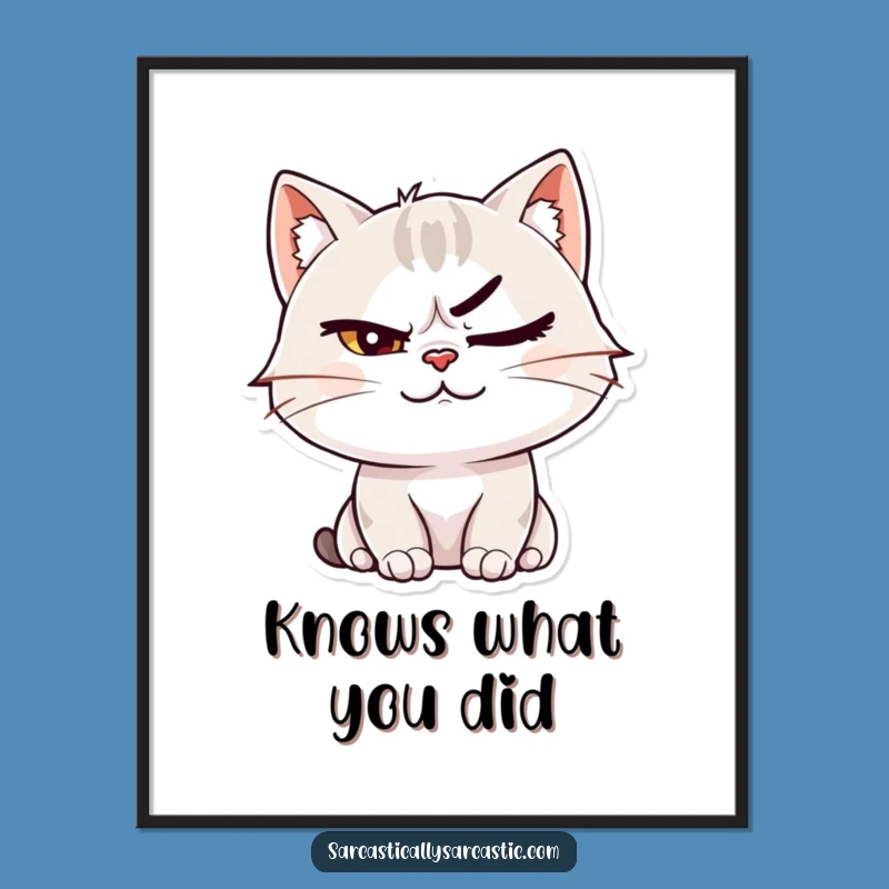 Funny Cat Smirk Digital Art: Instant Download of Feline Confidence