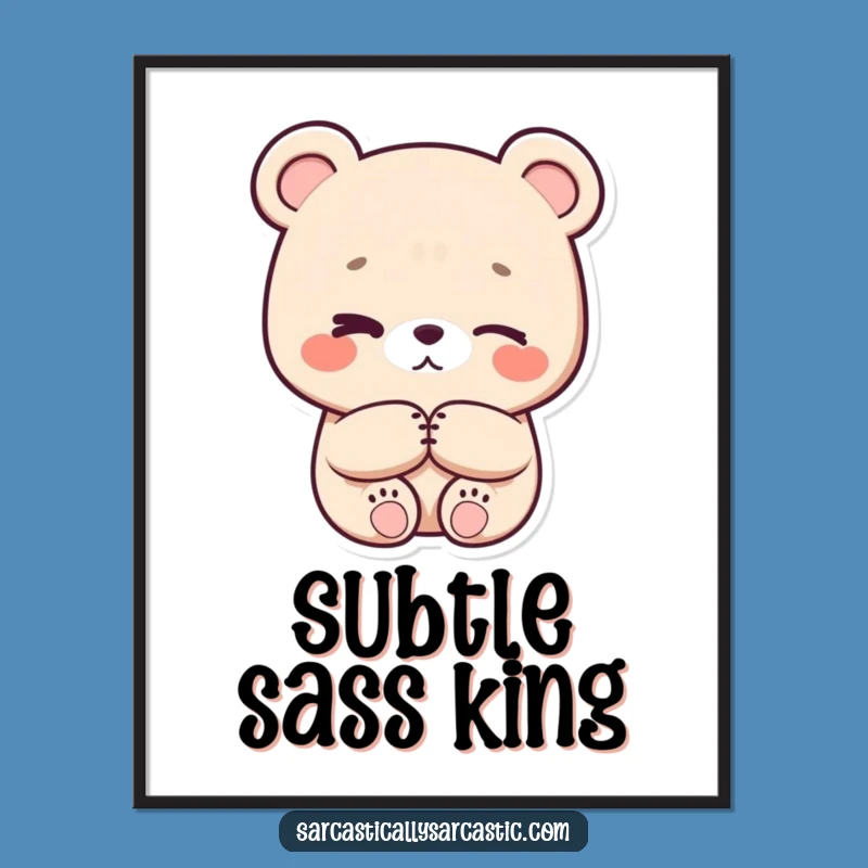 Funny Eye-Roll Bear Digital Print - Kawaii Wall Art for Instant Download, Perfect Gift