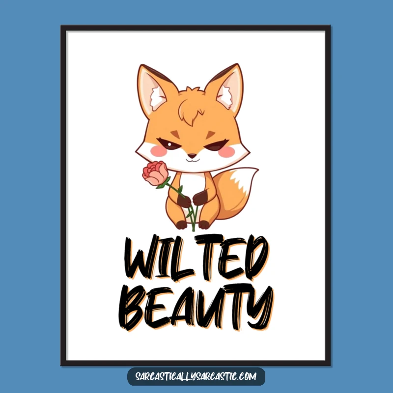 Funny Fox Digital Art - Sly Grin Wilted Flower Print Gift