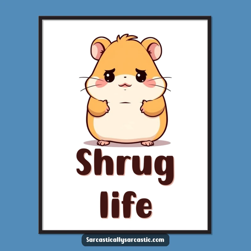 Funny Kawaii Hamster Digital Print: Deadpan Shrug Art, Instant Humorous Decor Funny Gift!