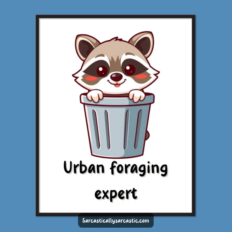Funny Raccoon Digital Art: Cheerful Bandit Character, Instant Decor Gift!