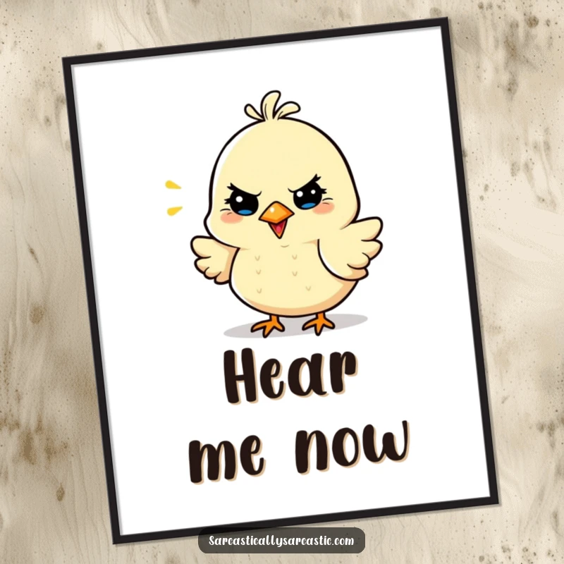 Funny Sarcastic Bird Digital Art Print, a digital download of a cheerful bird character, ready to deliver a witty, sarcastic chirp.